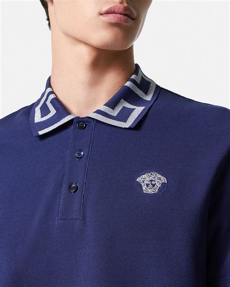 versace greca collar polo shirt|Versace greek polo shirts.